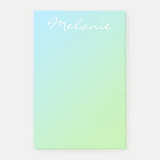 Modern Aqua Blue Green Ombre Script Post-it® Notes (Voorkant)