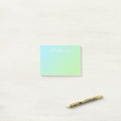 Modern Aqua Blue Green Ombre Script Post-it® Notes (Op bureau)