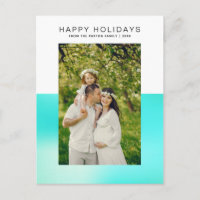 Modern Aqua Blue Happy Holiday Foto