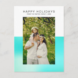 Modern Aqua Blue Happy Holiday Foto Briefkaart