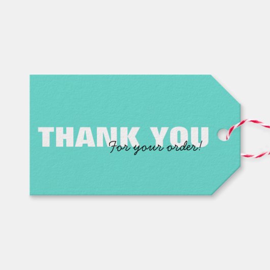 Modern Aqua Blue Hartelijk dank voor uw bestelling Cadeaulabel (Voorkant (Horizontaal))