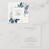 Modern Aqua Blue Leafy Tropical Foliage Fern Logo Vierkante Visitekaartje (Voorkant / Achterkant)