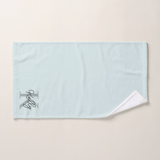Modern Aqua Blue Monogram Script Bad Handdoek (Handdoek)