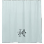 Modern Aqua Blue Monogram Script Douchegordijn (Voorkant)