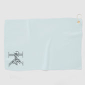 Modern Aqua Blue Monogram Script Golfhanddoek (Horizontaal)