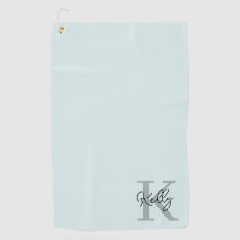 Modern Aqua Blue Monogram Script Golfhanddoek