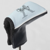 Modern Aqua Blue Monogram Script Golfheadcover (3/4 voorkant)