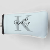 Modern Aqua Blue Monogram Script Golfheadcover (Voorkant)