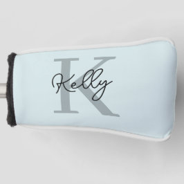 Modern Aqua Blue Monogram Script Golfheadcover