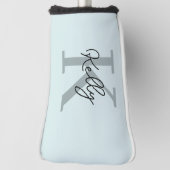 Modern Aqua Blue Monogram Script Golfheadcover (Draai 90)
