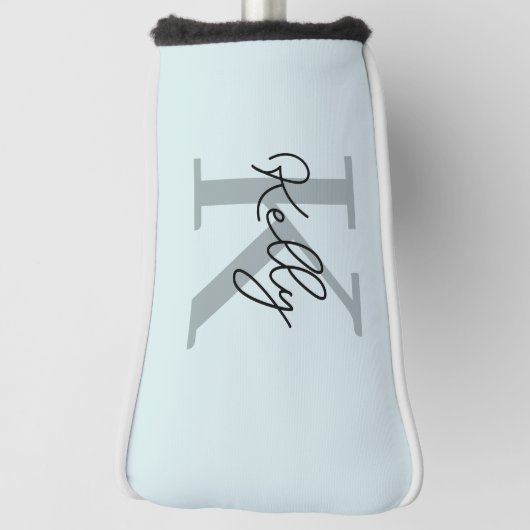 Modern Aqua Blue Monogram Script Golfheadcover (Draai 90)