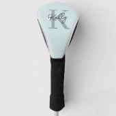 Modern Aqua Blue Monogram Script Golfheadcover (Voorkant)