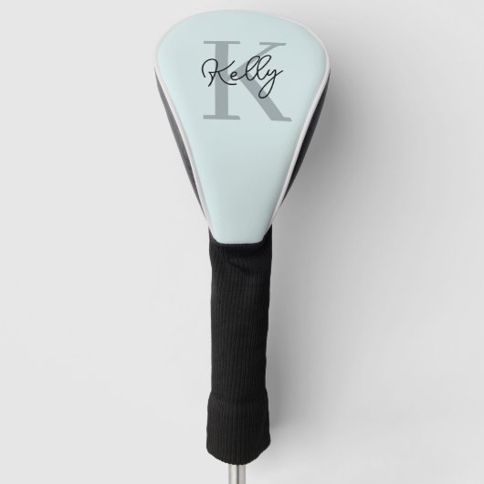 Modern Aqua Blue Monogram Script Golfheadcover (Voorkant)