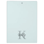 Modern Aqua Blue Monogram Script Klembord (Achterkant)