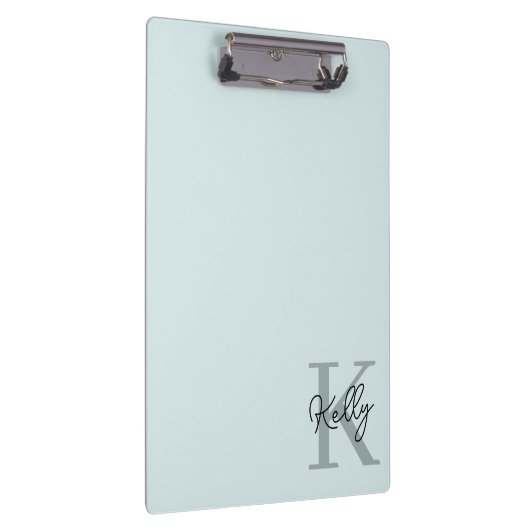 Modern Aqua Blue Monogram Script Klembord (Rechts)