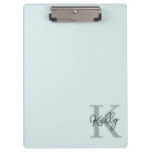 Modern Aqua Blue Monogram Script Klembord (Voorkant)