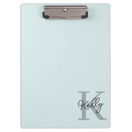 Modern Aqua Blue Monogram Script Klembord