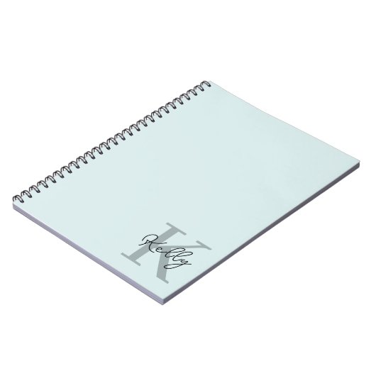 Modern Aqua Blue Monogram Script Notitieboek (Linkerzijde)