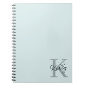 Modern Aqua Blue Monogram Script Notitieboek (Voorkant)