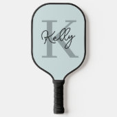Modern Aqua Blue Monogram Script Pickleball Paddle (Voorkant)