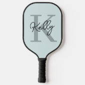 Modern Aqua Blue Monogram Script Pickleball Paddle (Achterkant)