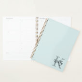Modern Aqua Blue Monogram Script Planner (Display)