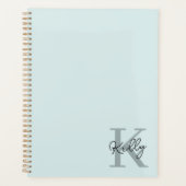 Modern Aqua Blue Monogram Script Planner (Voorkant)