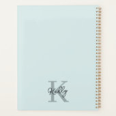 Modern Aqua Blue Monogram Script Planner (Achterkant)
