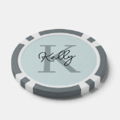 Modern Aqua Blue Monogram Script Poker Chips (Enkel)