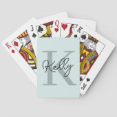Modern Aqua Blue Monogram Script Pokerkaarten (Achterkant)
