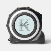 Modern Aqua Blue Monogram Script Rolmaat (Voorkant)