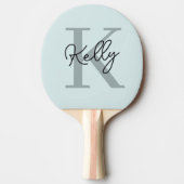 Modern Aqua Blue Monogram Script Tafeltennisbatje (Voorkant)