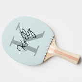 Modern Aqua Blue Monogram Script Tafeltennisbatje (Zijkant)