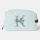 Modern Aqua Blue Monogram Script Toilettasje (Achterkant)