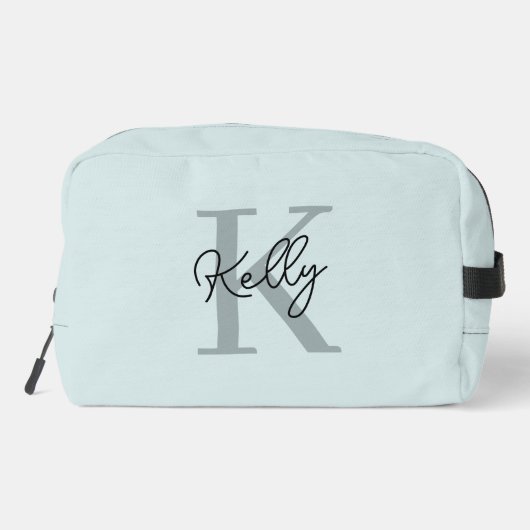 Modern Aqua Blue Monogram Script Toilettasje (Achterkant)