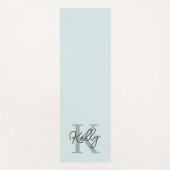 Modern Aqua Blue Monogram Script Yogamat (Voorkant)