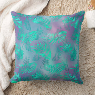 Modern Aqua Blue Palm Leaf Kussen