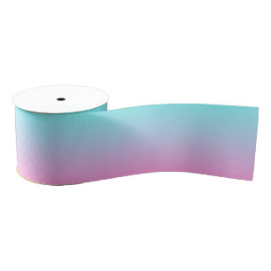 Modern Aqua Blue Pink Gradient Ombre Grosgrain Rib Grosgrain Lint