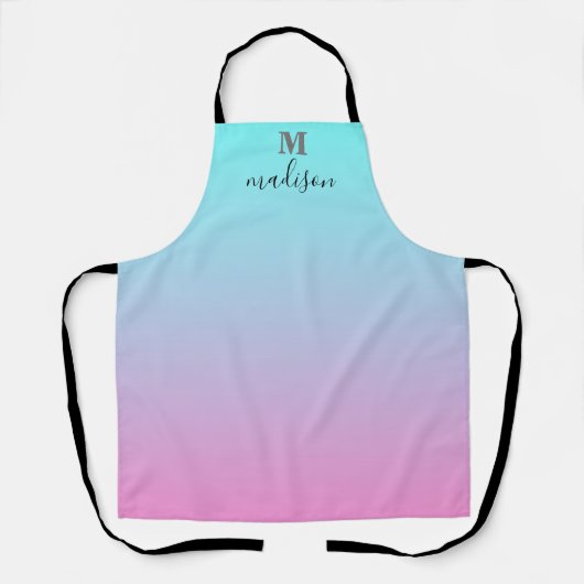 Modern Aqua Blue Pink Gradient Ombre Monogram Schort (Voorkant)