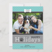 Modern Aqua Blue Puppy Dog Theme Prettige feestdag Feestdagenkaart (Voorkant)