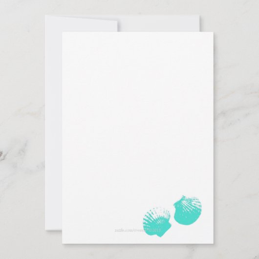 Modern Aqua Blue Seashell Wedding Invitations Kaart (Achterkant)