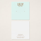 Modern Aqua Blue Stud Earning Display Card Vierkante Visitekaartjes (Voorkant /achterkant)