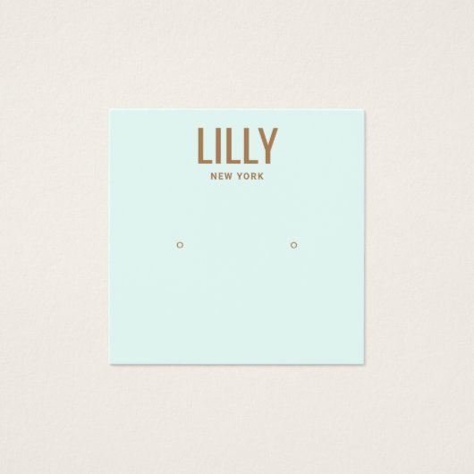 Modern Aqua Blue Stud Earning Display Card Vierkante Visitekaartjes (Voorkant)