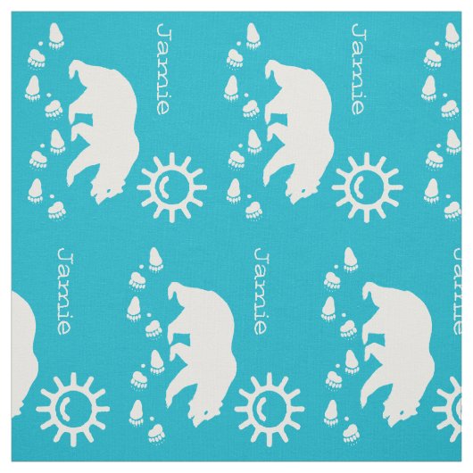 Modern Aqua Blue Sunshine Beer Tracks Personalized Stof (Swatch)