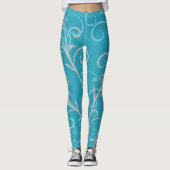 Modern Aqua Blue Swirl Pattern Leggings (Voorkant)