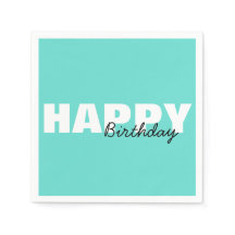 Modern Aqua Blue Typografie Happy Birthday Party