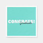 Modern Aqua Blue Typography Congrats Afstuderen Servet (Voorkant)