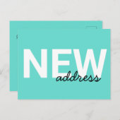 Modern Aqua Blue Typography Moving Announcement Briefkaart (Voorkant / Achterkant)