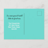 Modern Aqua Blue Typography Moving Announcement Briefkaart (Achterkant)