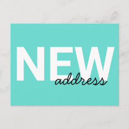 Modern Aqua Blue Typography Moving Announcement Briefkaart